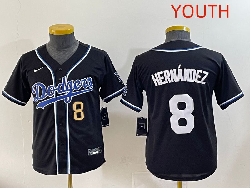 Youth 2025 Los Angeles Dodgers 8 Hernandez Black Three generations Fashion Nike MLB Jersey style 5